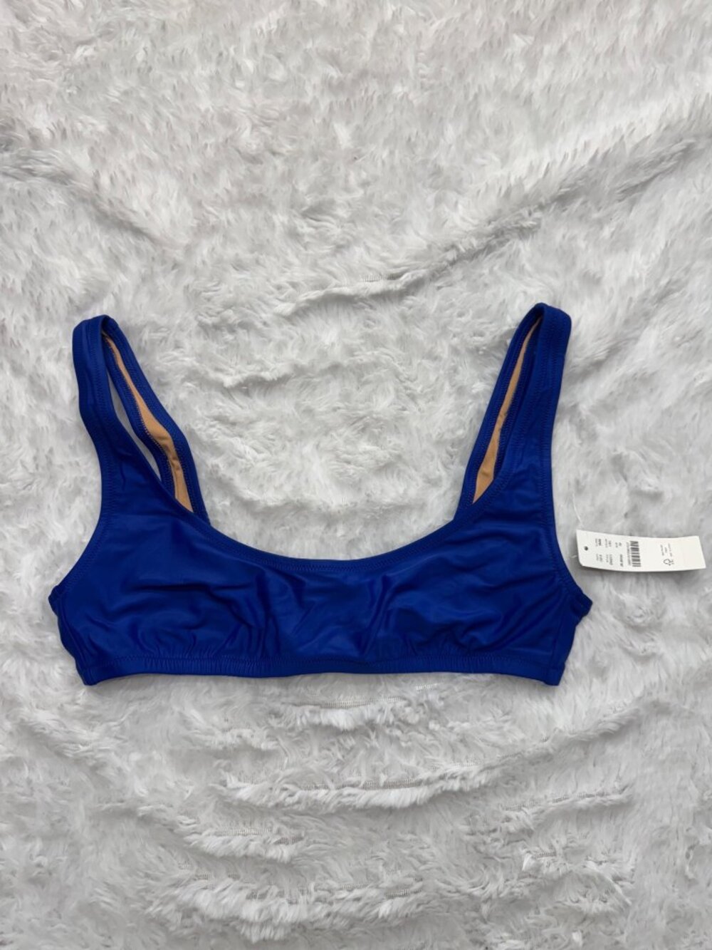 J.Crew Blue Bikini Top Adjustable Back Lined Heritage Scoop Neck Bikini Top Med - Picture 3 of 13